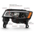 ANZO 2017-2018 Jeep Grand Cherokee Projector Headlights w/ Plank Style Switchback - Black w/ Amber - Striker Modified