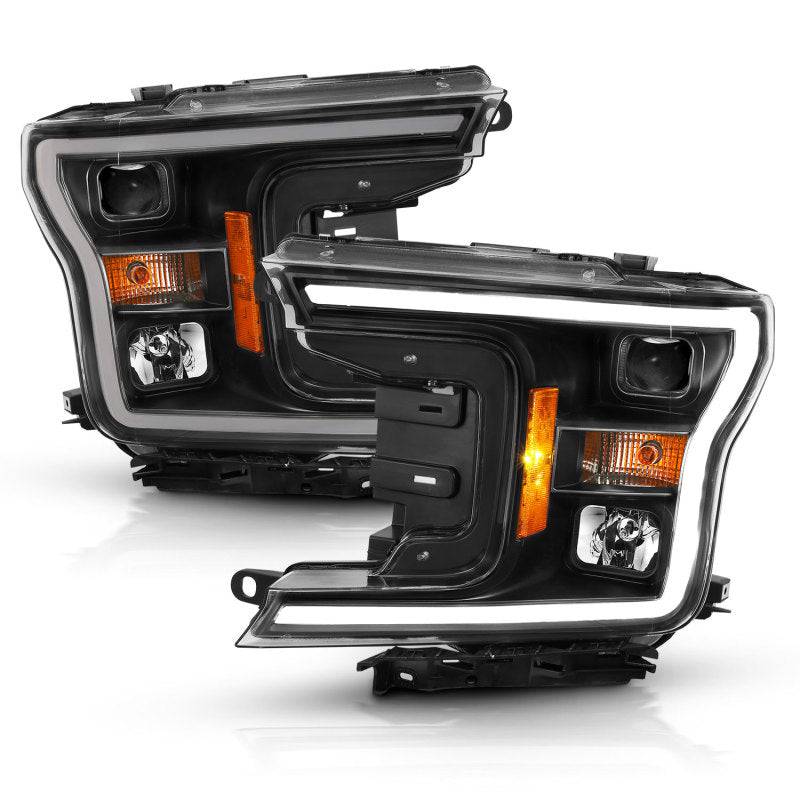 ANZO 2018-2019 Ford F-150 Projector Plank Style H.L. Black Amber (Without Switchback) - Striker Modified