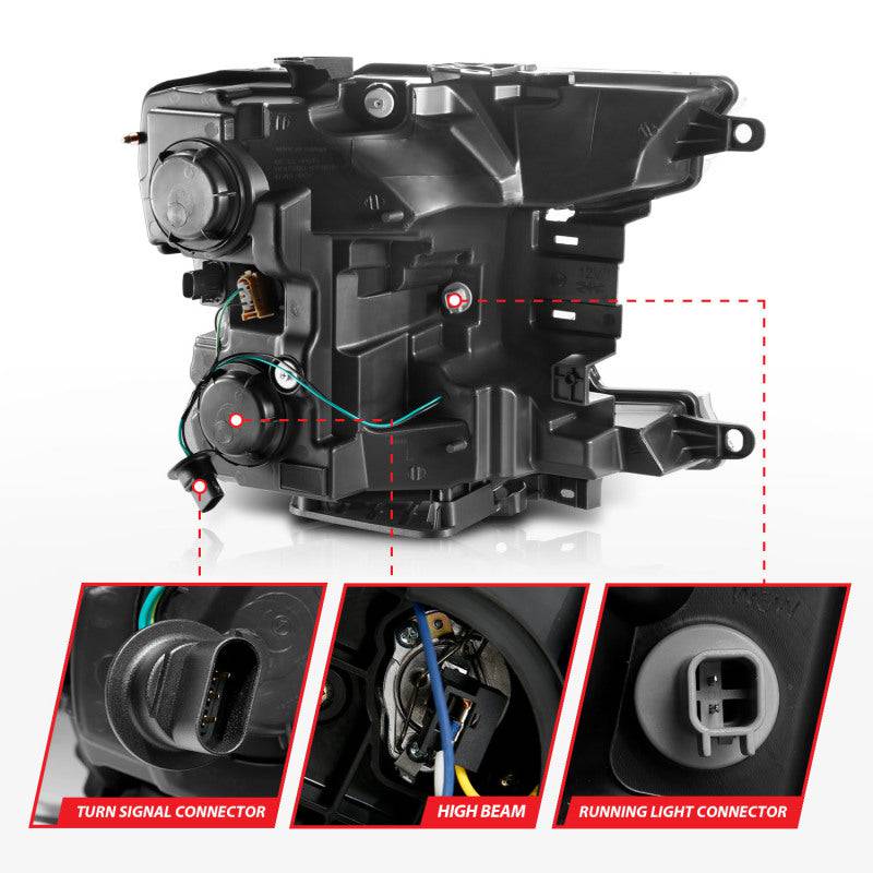 ANZO 2018-2019 Ford F-150 Projector Plank Style H.L. Black Amber (Without Switchback) - Striker Modified