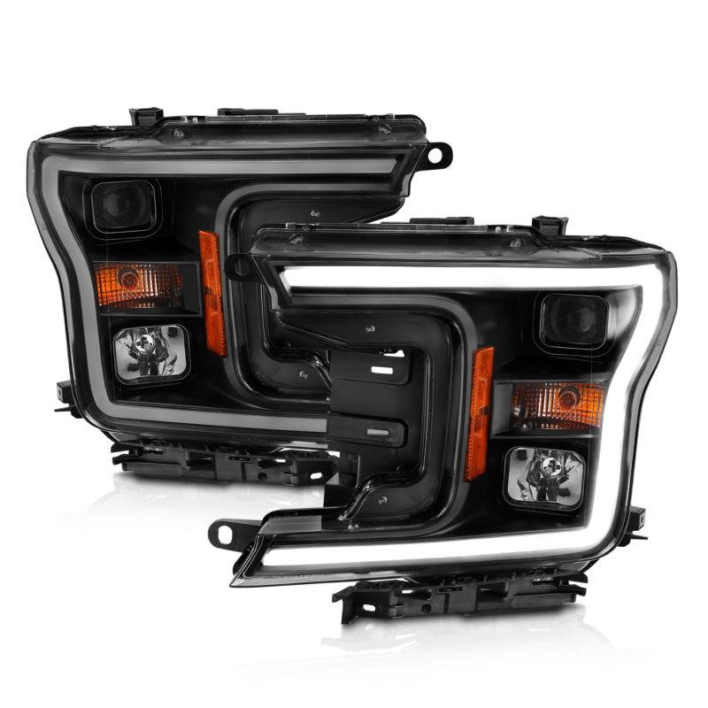 ANZO 2018-2019 Ford F-150 Projector Plank Style H.L. Black Amber (Without Switchback) - Striker Modified