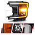 ANZO 2018-2020 Ford F-150 Projector Headlight w/ Plank Style Switchback Black Housing - Striker Modified