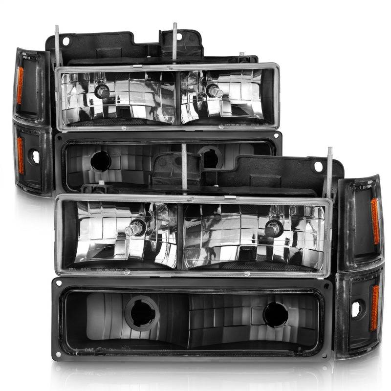 ANZO 88-98 Chevrolet C1500 Crystal Headlights Black - Striker Modified