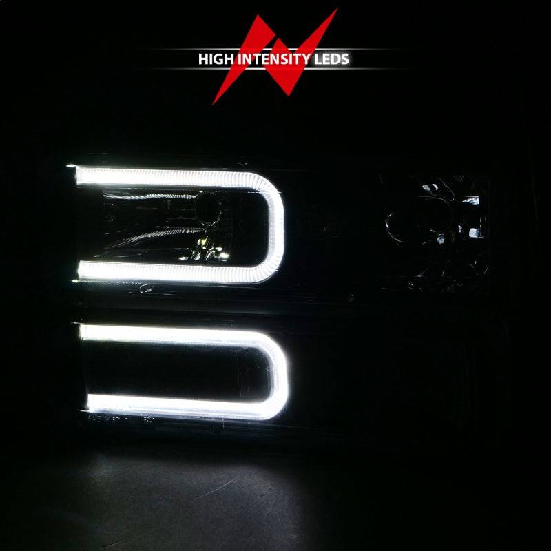 ANZO 88-98 Chevrolet C1500 Crystal Headlights w/ Light Bar Black Housing w/ Signal Side Markers 8Pcs - Striker Modified