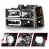 ANZO 88-98 Chevrolet C1500 Crystal Headlights w/ Light Bar Black Housing w/ Signal Side Markers 8Pcs - Striker Modified