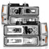ANZO 88-98 Chevrolet C1500 Crystal Headlights w/Light Bar Chrome Housing w/ Signal Side Markers 8Pcs - Striker Modified