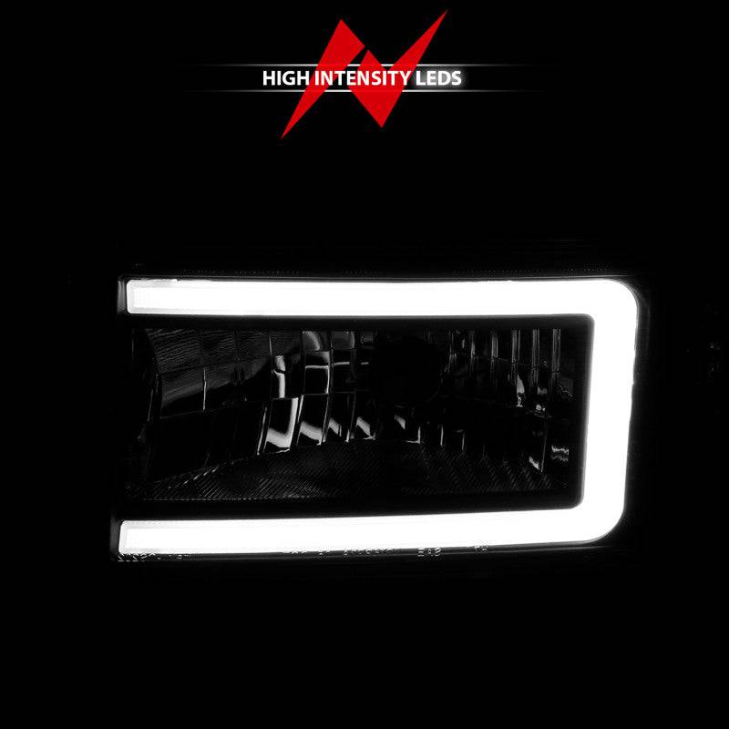 ANZO 94-02 Dodge RAM Crystal Headlight - w/ Light Bar Black Housing - Striker Modified