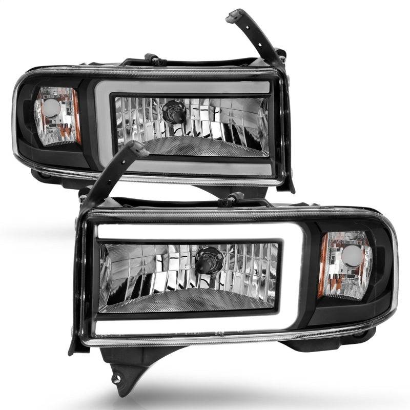 ANZO 94-02 Dodge RAM Crystal Headlight - w/ Light Bar Black Housing - Striker Modified