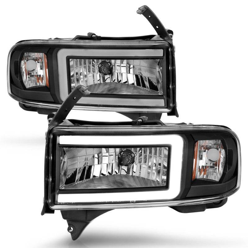 ANZO 94-02 Dodge RAM Crystal Headlight - w/ Light Bar Black Housing - Striker Modified