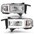 ANZO 94-02 Dodge RAM Crystal Headlight - w/ Light Bar Chrome Housing - Striker Modified
