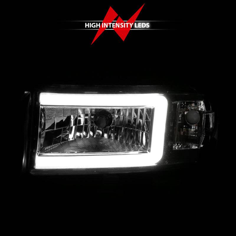 ANZO 94-02 Dodge RAM Crystal Headlight - w/ Light Bar Chrome Housing - Striker Modified