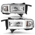 ANZO 94-02 Dodge RAM Crystal Headlight - w/ Light Bar Chrome Housing - Striker Modified