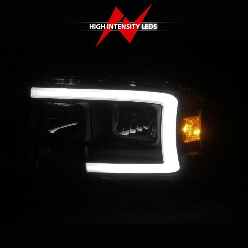ANZO 97-04 Dodge Dakota/Durango Crystal headlight Set w/ Light Bar Black Housing - Striker Modified