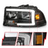 ANZO 97-04 Dodge Dakota/Durango Crystal headlight Set w/ Light Bar Black Housing - Striker Modified