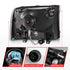 ANZO 99-04 Ford F250/F350/F450/Excursion (excl. 99) Crystal Headlights - w/ Light Bar Black Housing - Striker Modified
