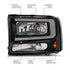 ANZO 99-04 Ford F250/F350/F450/Excursion (excl. 99) Crystal Headlights - w/ Light Bar Black Housing - Striker Modified
