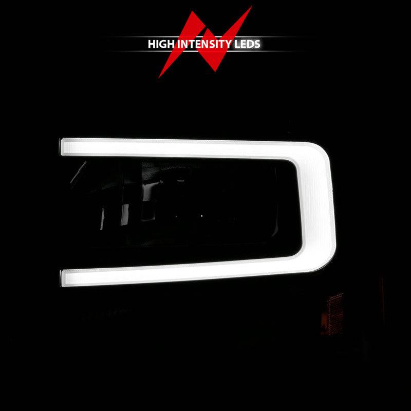 ANZO 99-04 Ford F250/F350/F450/Excursion (excl. 99) Crystal Headlights - w/ Light Bar Black Housing - Striker Modified