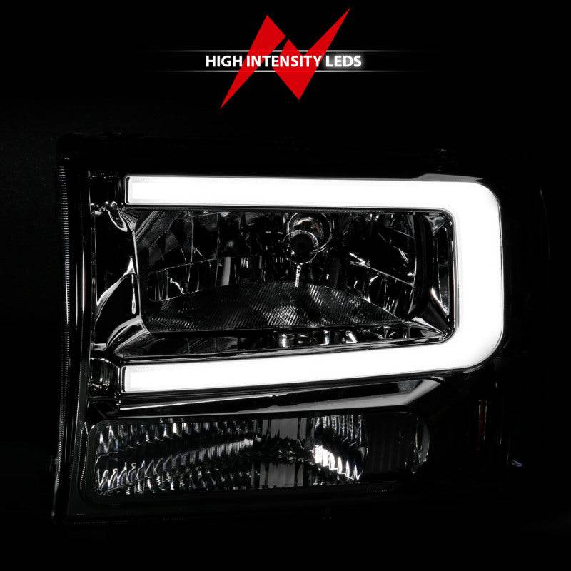 ANZO 99-04 Ford F250/F350/F450/Excursion (excl. 99) Crystal Headlights - w/ Light Bar Chrome Housing - Striker Modified