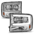ANZO 99-04 Ford F250/F350/F450/Excursion (excl. 99) Crystal Headlights - w/ Light Bar Chrome Housing - Striker Modified