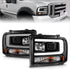 ANZO 99-04 Ford F250/F350/F450/Excursion (excl 99) Projector Headlights - w/ Light Bar Black Housing - Striker Modified