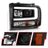 ANZO 99-04 Ford F250/F350/F450/Excursion (excl 99) Projector Headlights - w/ Light Bar Black Housing - Striker Modified