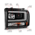 ANZO 99-04 Ford F250/F350/F450/Excursion (excl 99) Projector Headlights - w/ Light Bar Black Housing - Striker Modified