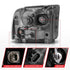 ANZO 99-04 Ford F250/F350/F450/Excursion (excl 99) Projector Headlights - w/ Light Bar Black Housing - Striker Modified