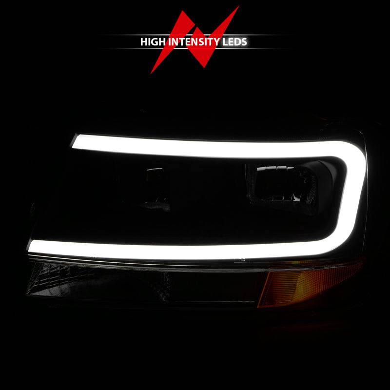 ANZO 99-04 Jeep Grand Cherokee Crystal Headlights - w/ Light Bar Black Housing - Striker Modified