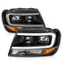 ANZO 99-04 Jeep Grand Cherokee Crystal Headlights - w/ Light Bar Black Housing - Striker Modified