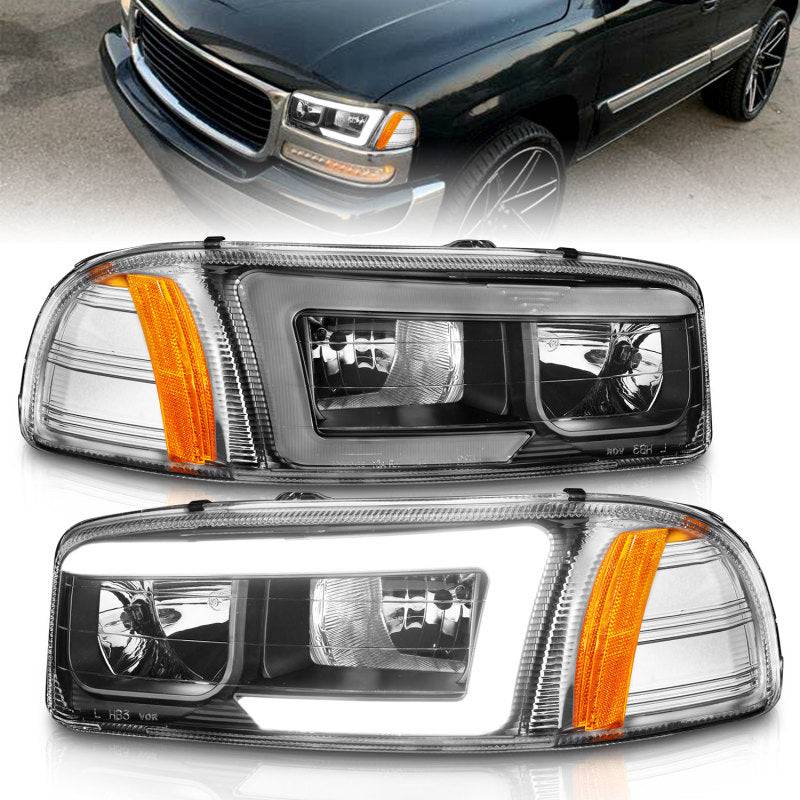 Anzo 99-17 GMC Sierra/Denali Headlights Black Amber (w/C Light Bars) - Striker Modified