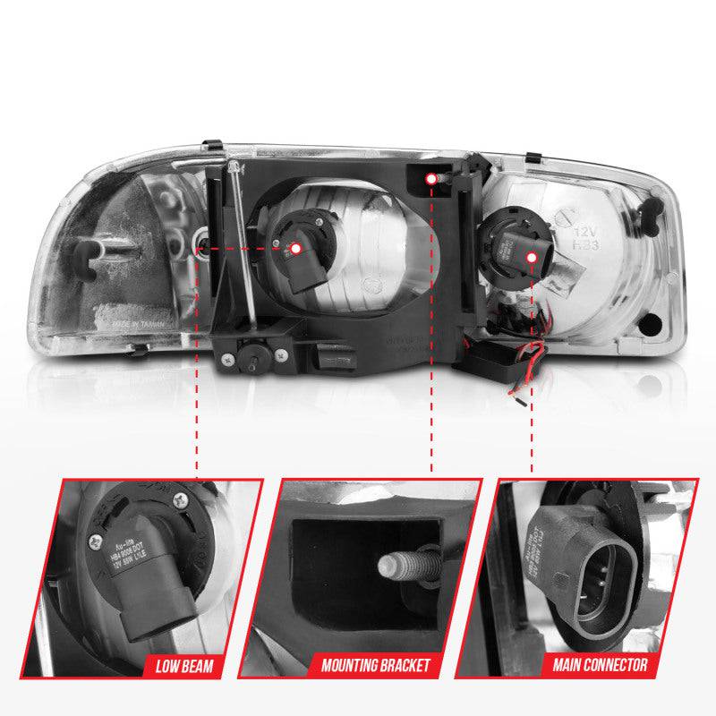 Anzo 99-17 GMC Sierra/Denali Headlights Black Amber (w/C Light Bars) - Striker Modified