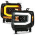 ANZO GMC SIERRA 1500 14-15 2500H/15-19 Projector Headlight Plank Style Black w/ Switchback (Halogen) - Striker Modified
