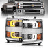 ANZO Projector Headlights 15-17 Chevrolet Silverado 2500HD / 3500HD Chrome w/ Chrome Rim - Striker Modified