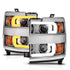 ANZO Projector Headlights 15-17 Chevrolet Silverado 2500HD / 3500HD Chrome w/ Chrome Rim - Striker Modified