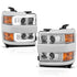 ANZO Projector Headlights 15-17 Chevrolet Silverado 2500HD / 3500HD Chrome w/ Chrome Rim - Striker Modified