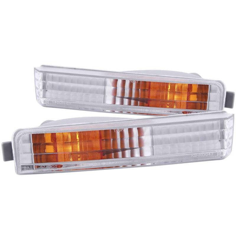 ANZO 1990-1991 Honda Accord Euro Parking Lights Chrome w/ Amber Reflector - Striker Modified