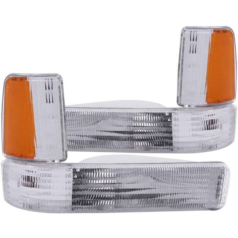 ANZO 1991-1996 Dodge Dakota Euro Parking Lights Chrome w/ Amber Reflector - Striker Modified