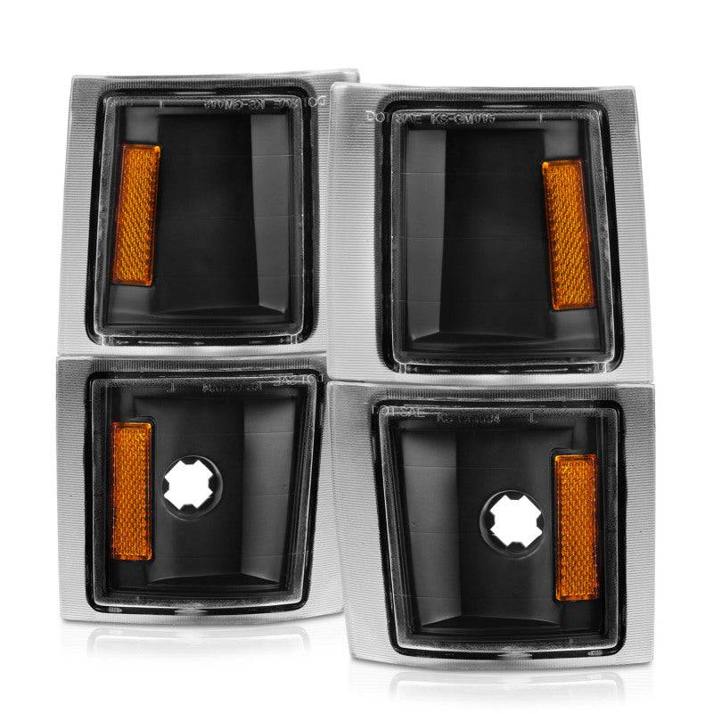 ANZO 1994-1998 Chevrolet Blazer Corner Lights Black Housing Clear Lens w/ Amber Reflector - Striker Modified