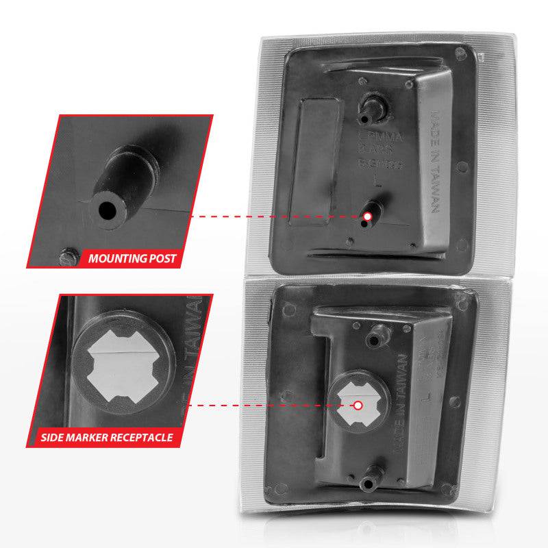 ANZO 1994-1998 Chevrolet Blazer Corner Lights Black Housing Clear Lens w/ Amber Reflector - Striker Modified
