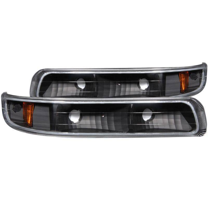 ANZO 1999-2002 Chevrolet Silverado 1500 Euro Parking Lights Black w/ Amber Reflector - Striker Modified