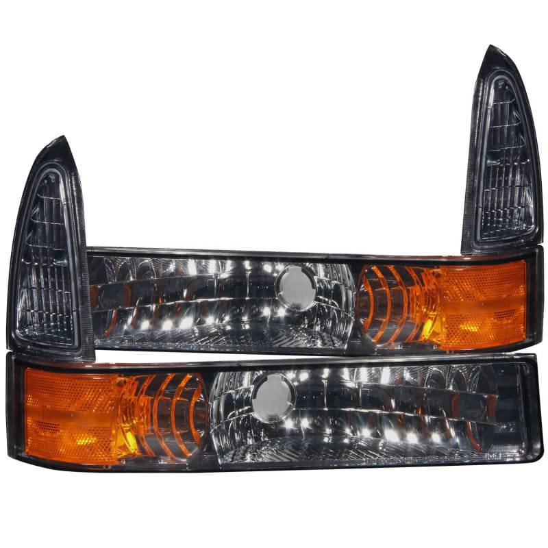 ANZO 2000-2004 Ford Excursion Euro Parking Lights Smoke w/ Amber Reflector - Striker Modified
