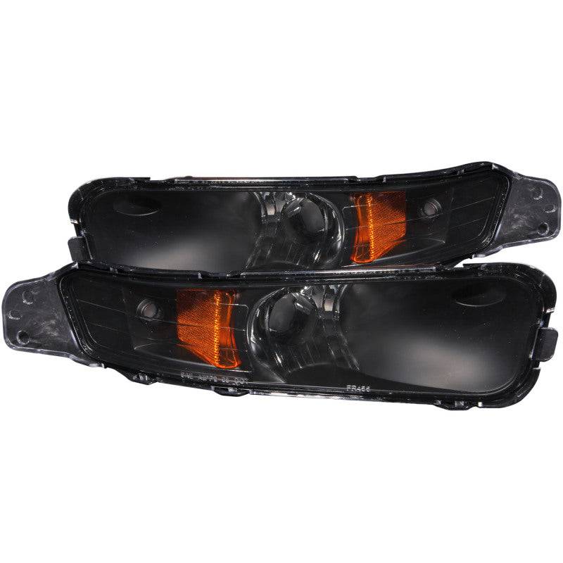 ANZO 2005-2009 Ford Mustang Euro Parking Lights Black w/ Amber Reflector - Striker Modified