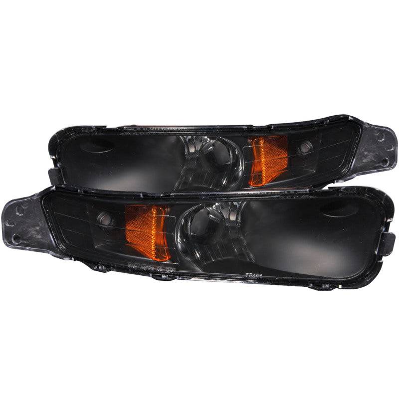 ANZO 2005-2009 Ford Mustang Euro Parking Lights Black w/ Amber Reflector - Striker Modified