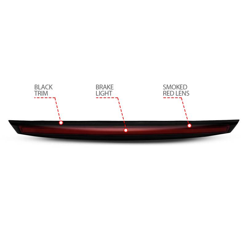 ANZO 2007-2014 Chevrolet Suburban 1500 LED 3rd Brake Light Black Housing Smoke Lens w/ Spoiler 1pc - Striker Modified