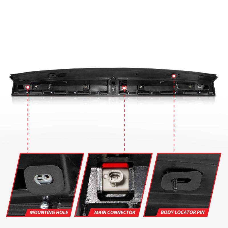 ANZO 2007-2014 Chevrolet Suburban 1500 LED 3rd Brake Light Black Housing Smoke Lens w/ Spoiler 1pc - Striker Modified