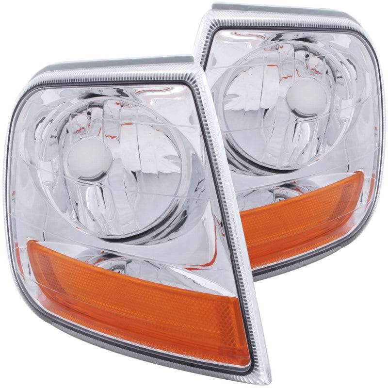 ANZO Corner Lights 1997-2003 Ford F-150 HARLEY - DAVIDSON Style Corner Lights Chrome w/ Amber Rflct - Striker Modified
