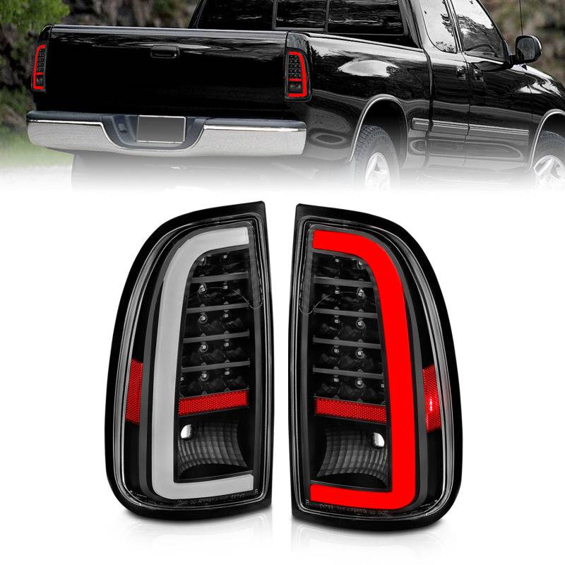 ANZO 00-06 Toyota Tundra LED Taillights w/ Light Bar Black Housing Clear Lens - Striker Modified