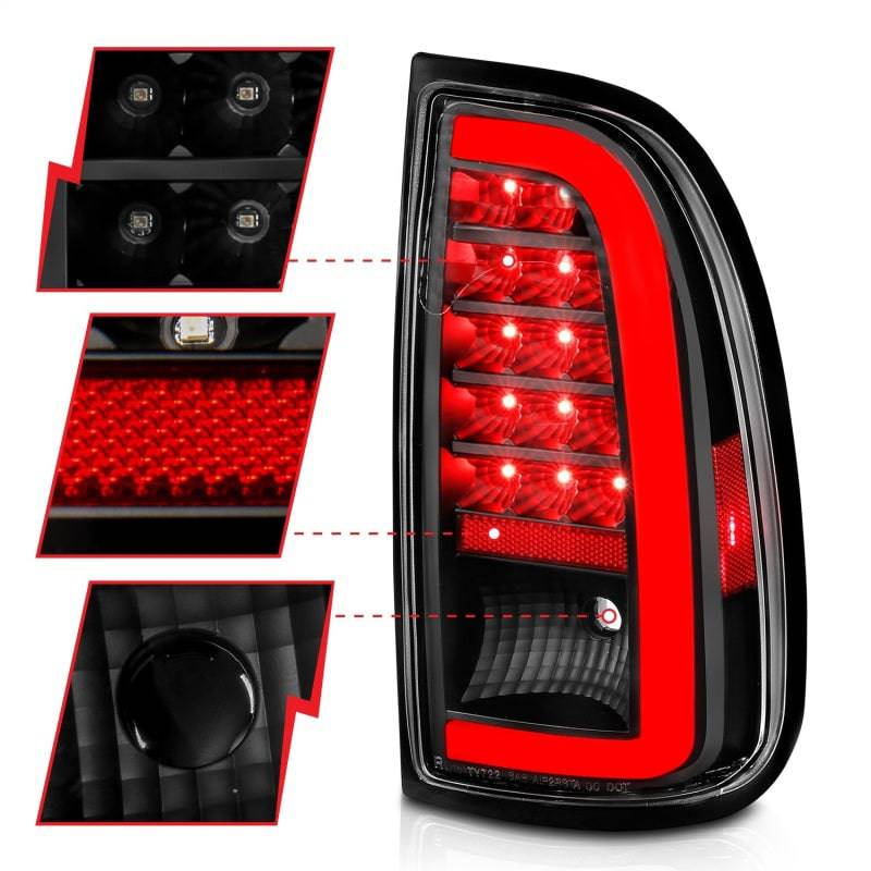 ANZO 00-06 Toyota Tundra LED Taillights w/ Light Bar Black Housing Clear Lens - Striker Modified