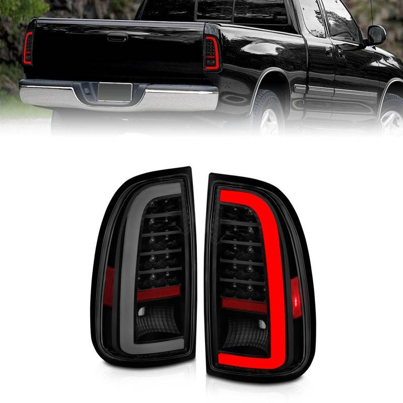 ANZO 00-06 Toyota Tundra (Std. Bed/Reg Cab) LED Taillights w/Light Bar Black Housing Smoke Lens - Striker Modified