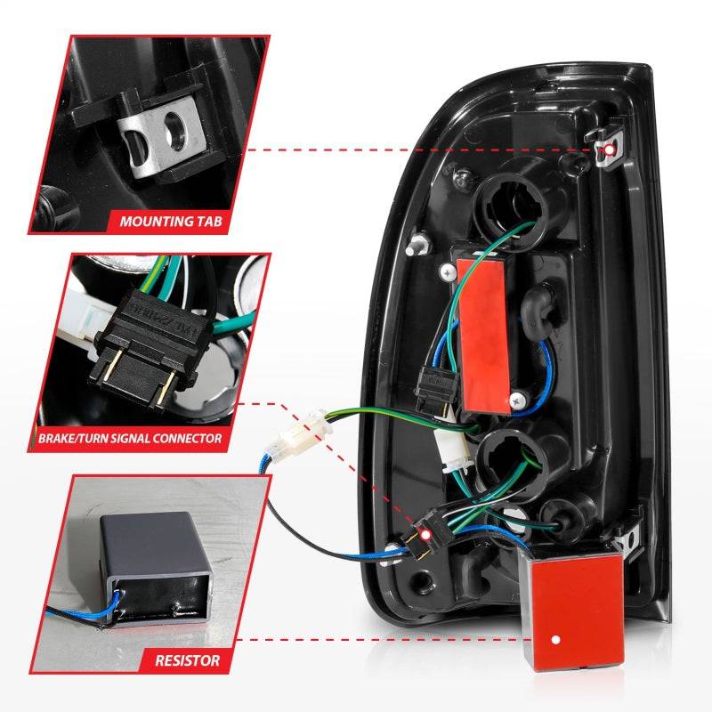 ANZO 00-06 Toyota Tundra (Std. Bed/Reg Cab) LED Taillights w/Light Bar Black Housing Smoke Lens - Striker Modified