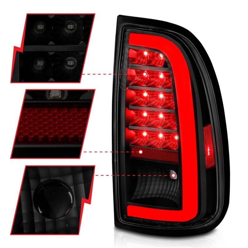 ANZO 00-06 Toyota Tundra (Std. Bed/Reg Cab) LED Taillights w/Light Bar Black Housing Smoke Lens - Striker Modified